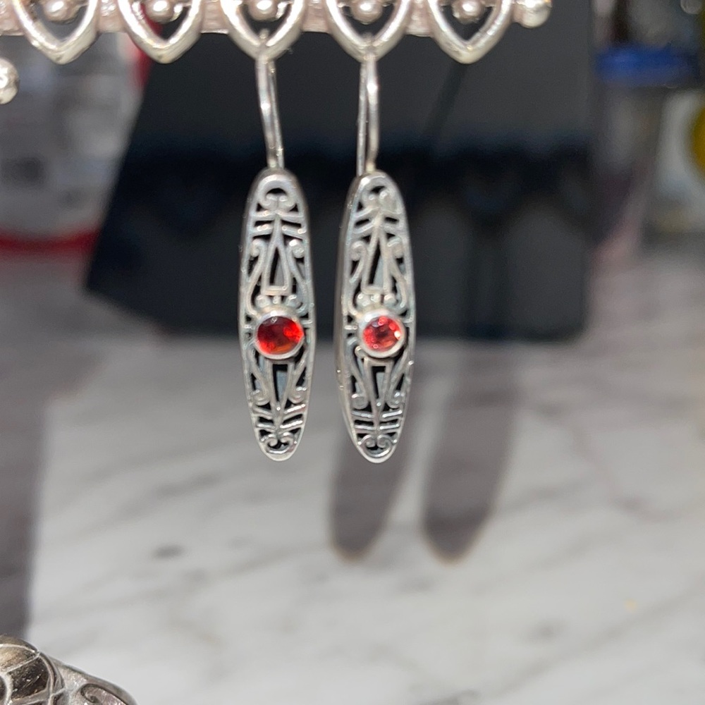 Sterling Silver & Garnet Earrings